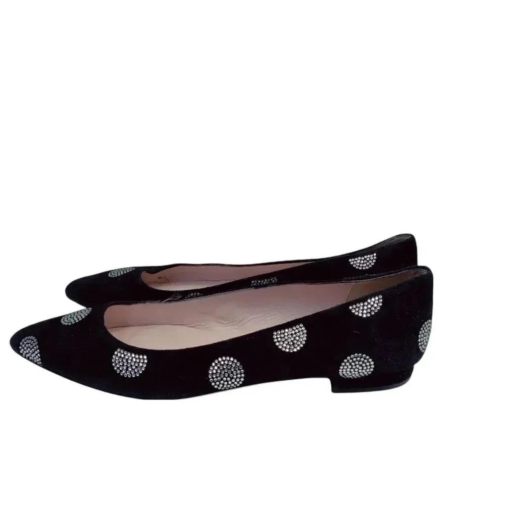 Kate Spade Bayla black suede crystal polka dot pointed flats size 7.5 - Picture 14 of 16
